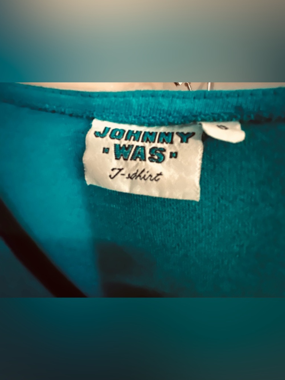 Johnny Was TeeShirt Maxi Dress. Teal & Turquoise, Sz Small. NWOT. Gold Butterfly - Picture 2 of 12